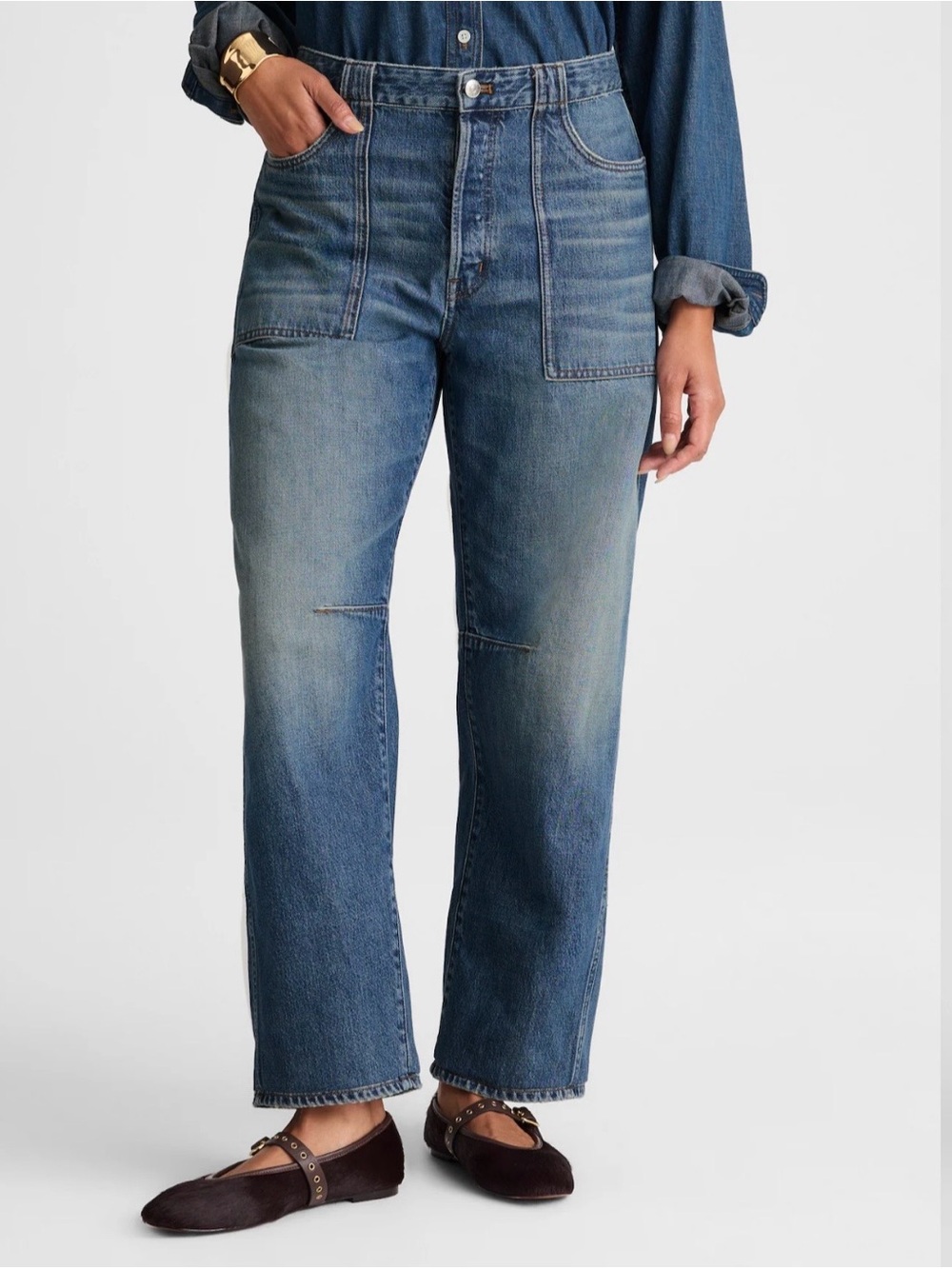 Madewell Curvy Darted Barrel-Leg Jean